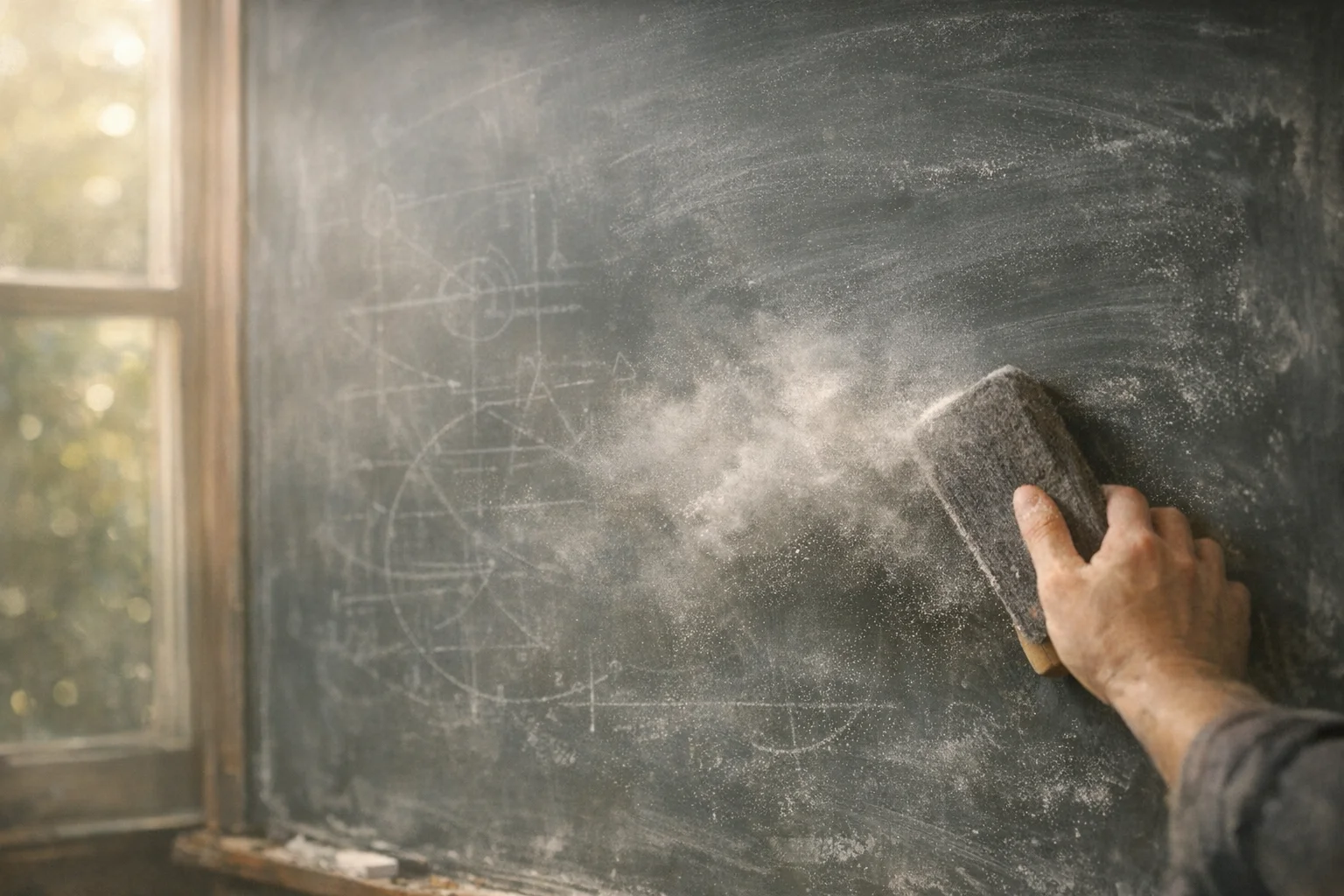 Chalkboard being wiped