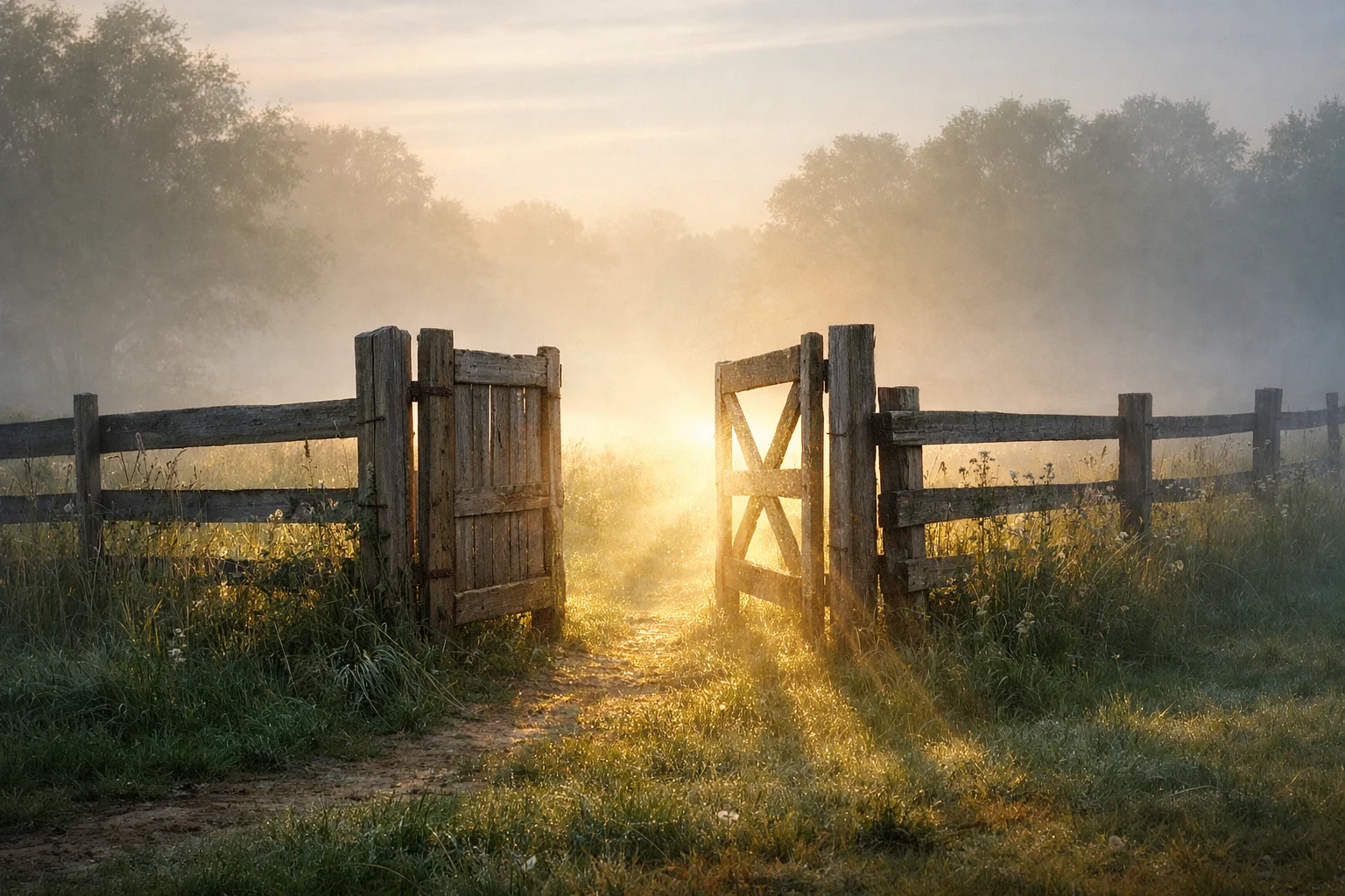 Open gate in a fence