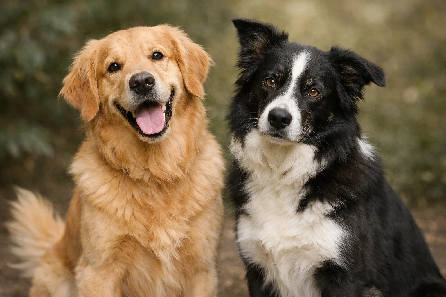 Golden retriever and border collie