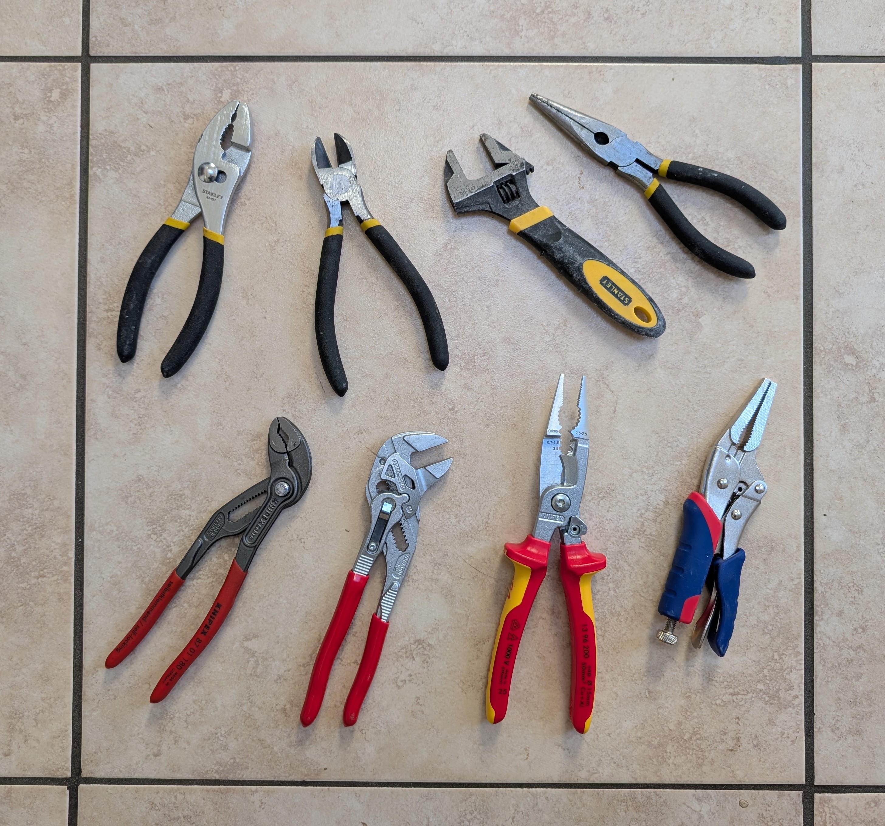 Some of the pliers, plus an honorary spanner
